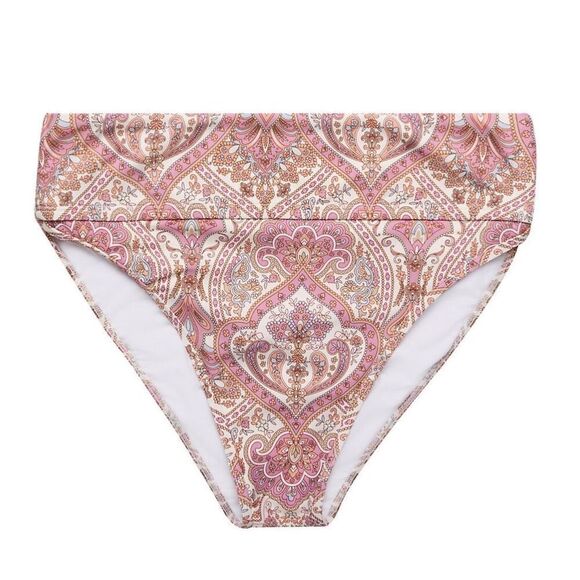 NWT FRESHWATER High-Waisted Swim Bottoms Sz L Paisley Bathing Swimsuit Tankini - Picture 2 of 7